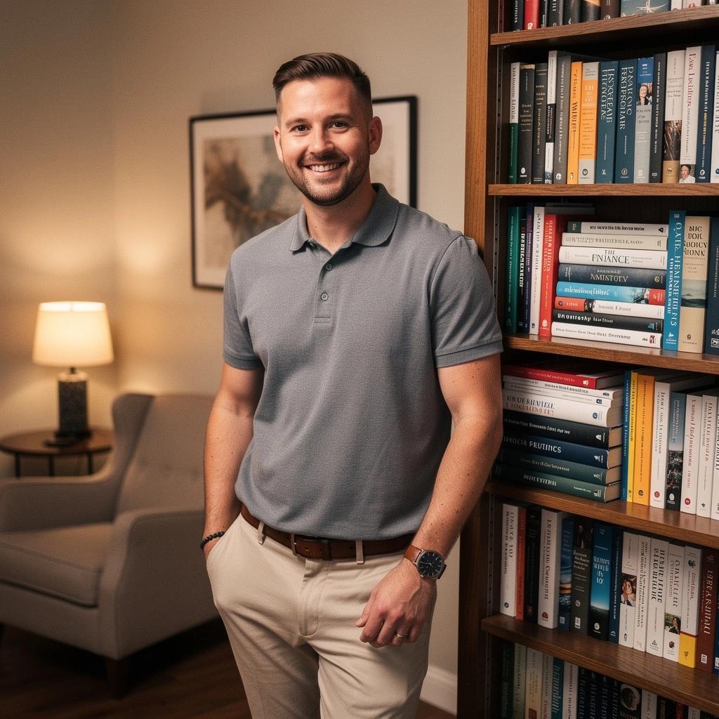 Könyvespolc, tele pénzügyi könyvekkel és útmutatókkal.